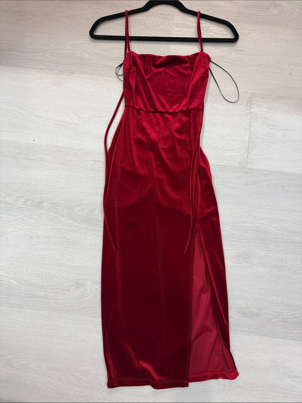 Red Satin Spaghetti-Strap Midi Dress - Unbranded